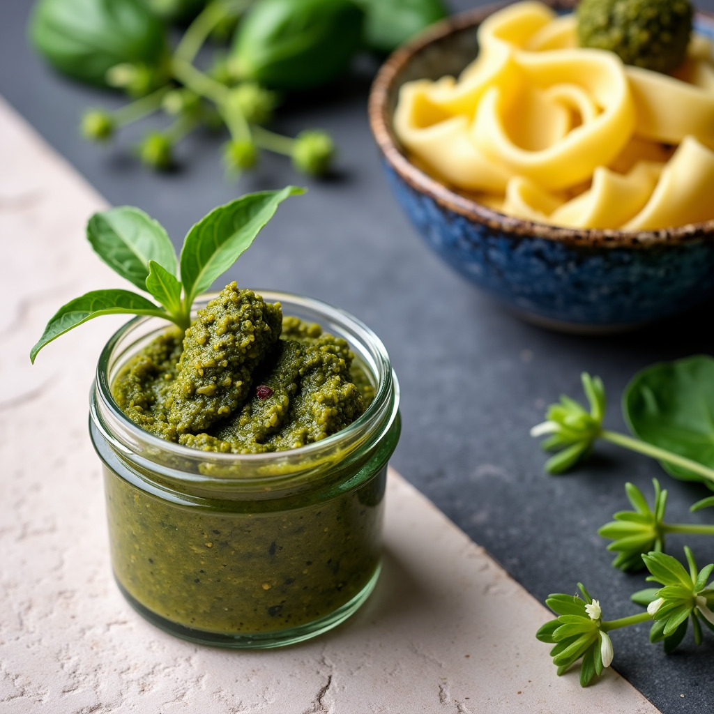 Basilikum Oliven Pesto