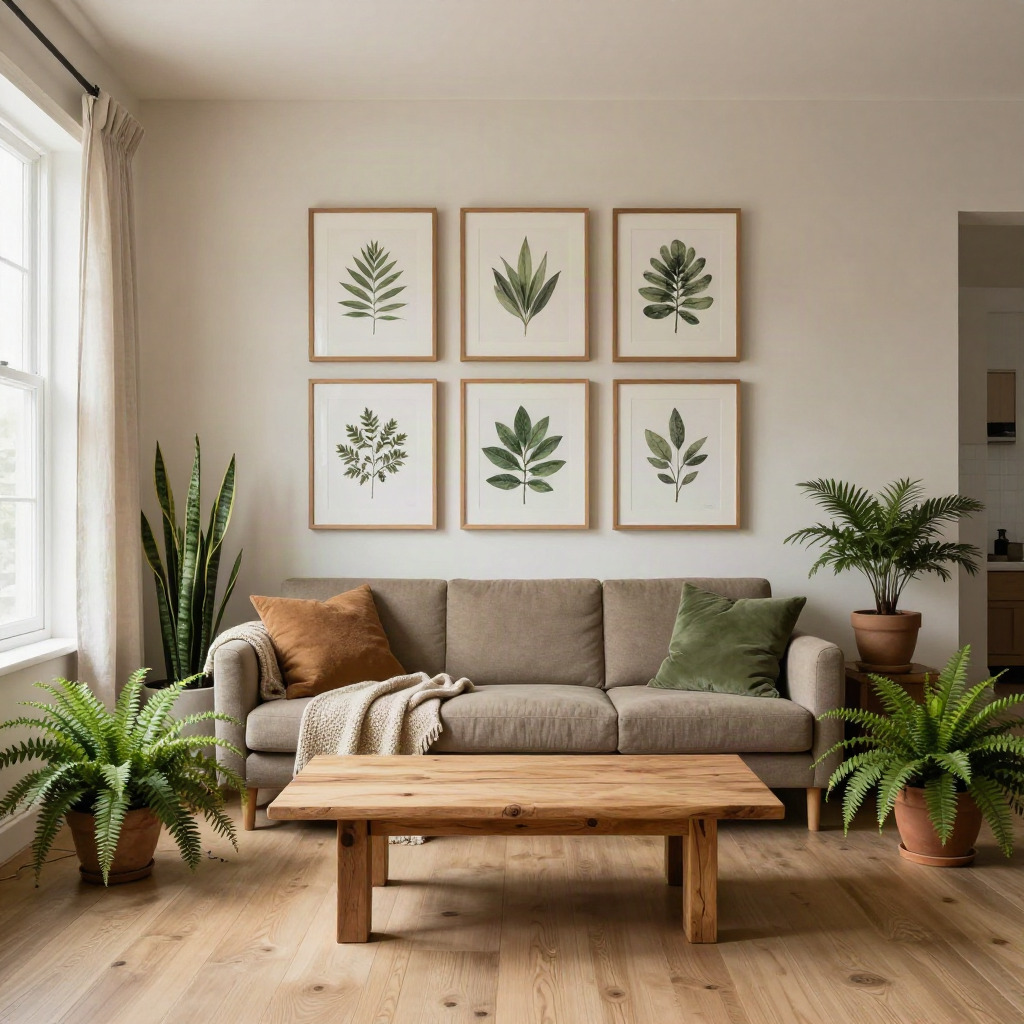 Botanical Wall Art Display — Living Room Ideas With Plants and Natural Materials