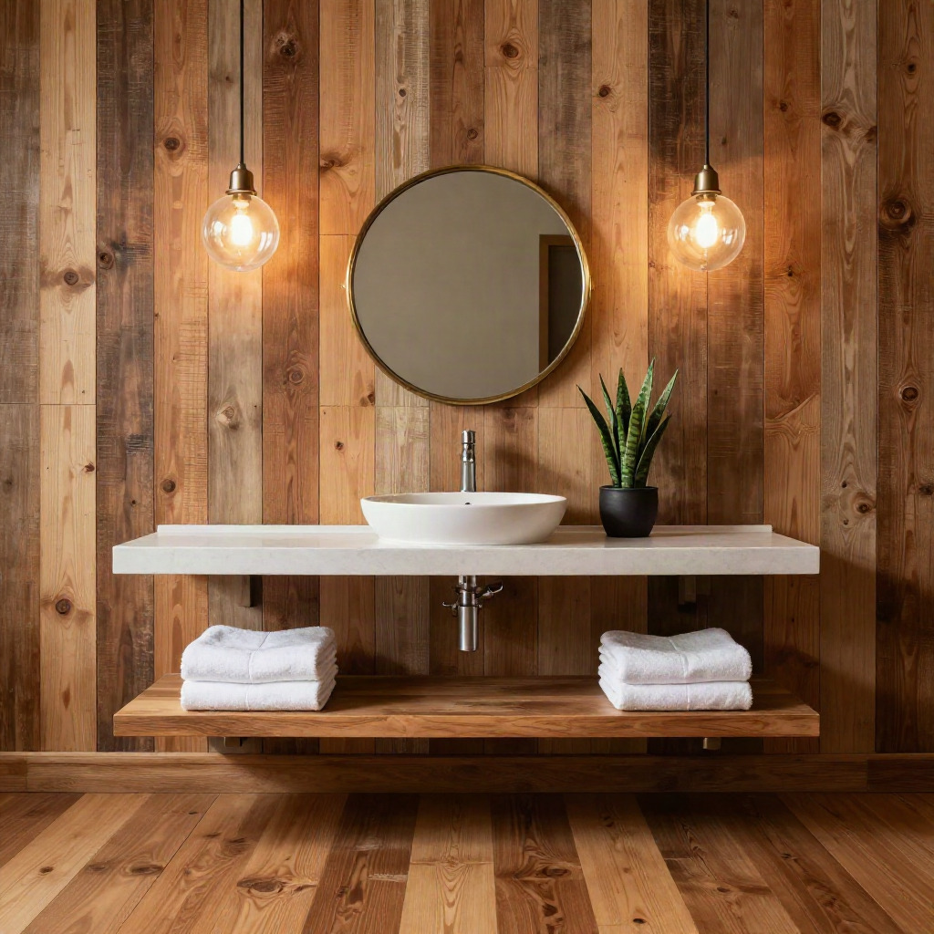 Rustic Charm with Modern Fixtures — Bathroom Decor Ideas With Neutral Colors and Wood Accents