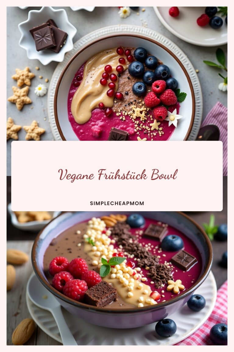 Vegane Frühstück Bowl mit Haferflocken und Früchten